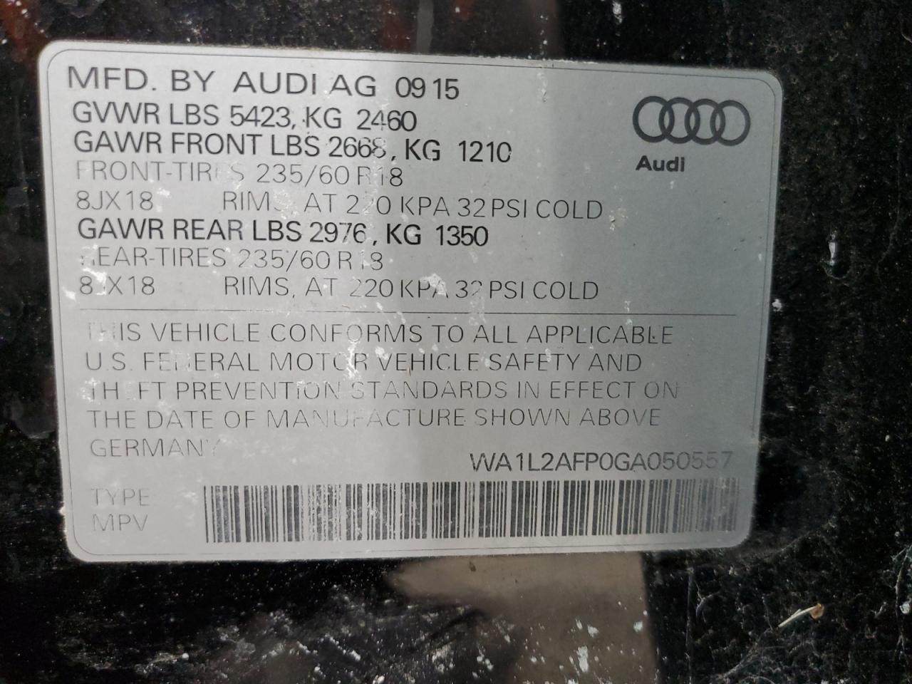 VIN WA1L2AFP0GA050557 2016 AUDI Q5 no.13