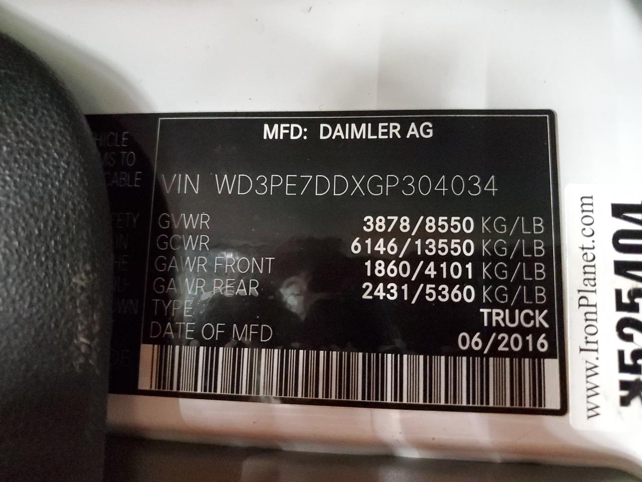 VIN WD3PE7DDXGP304034 2016 MERCEDES-BENZ SPRINTER no.13