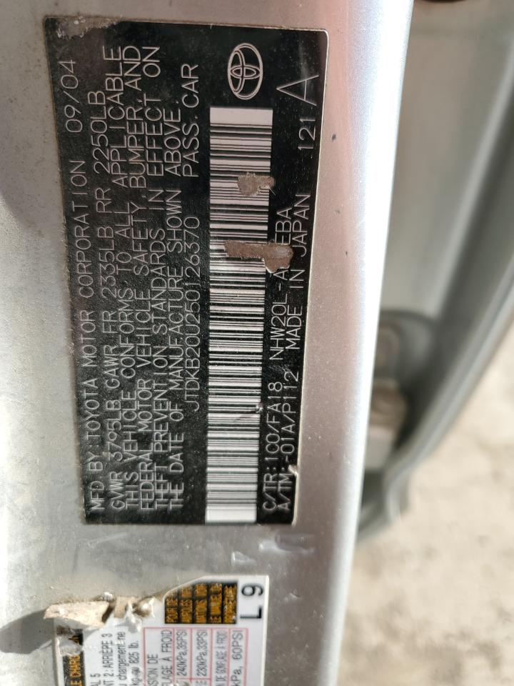 2005 Toyota Prius VIN: JTDKB20U250126370 Lot: 63579265