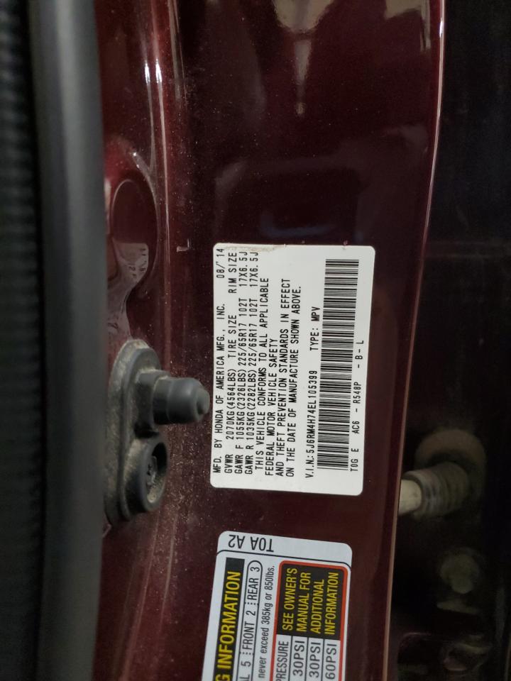 2014 Honda Cr-V Exl VIN: 5J6RM4H74EL105399 Lot: 88282675