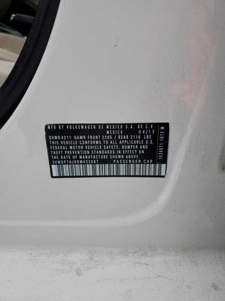 2013 Volkswagen Jetta Se VIN: 3VWDP7AJ0DM433587 Lot: 41614375