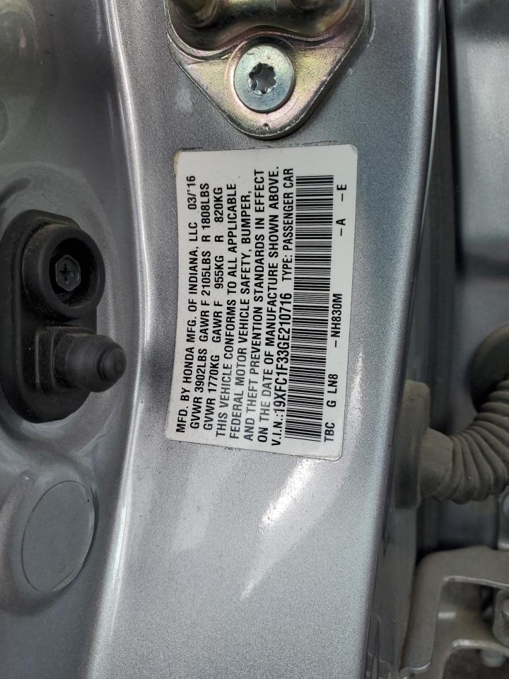 VIN 19XFC1F33GE210716 2016 HONDA CIVIC no.13