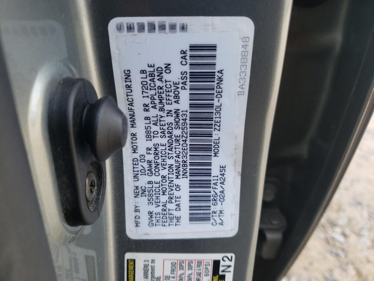 2004 Toyota Corolla Ce VIN: 1NXBR32E04Z259431 Lot: 55784755