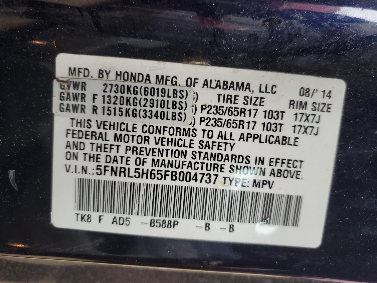 2015 Honda Odyssey - Image 13