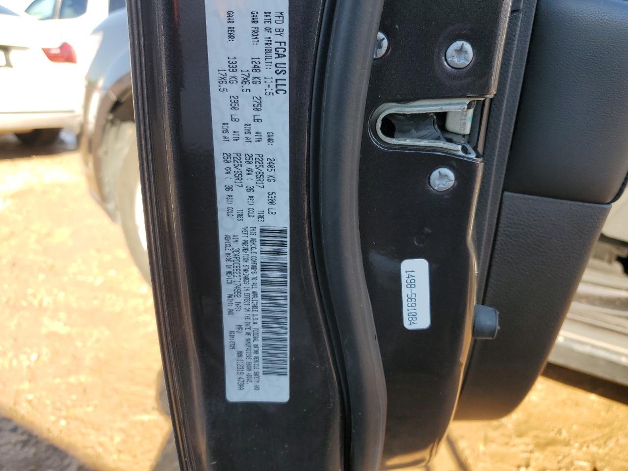 2016 Dodge Journey Sxt VIN: 3C4PDCBB2GT174992 Lot: 52817465