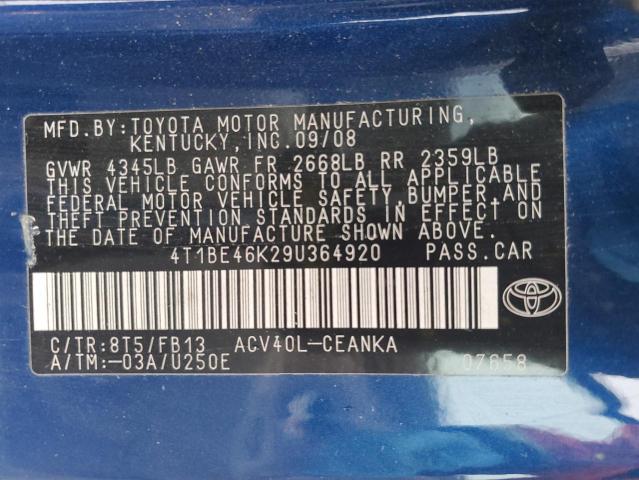 2009 TOYOTA CAMRY BASE