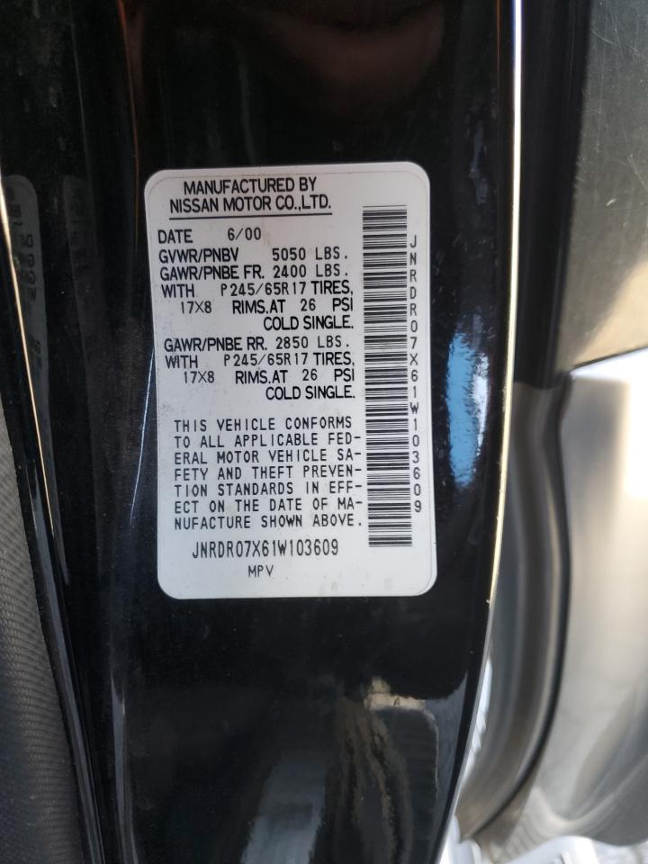 2001 Infiniti Qx4 VIN: JNRDR07X61W103609 Lot: 42296675