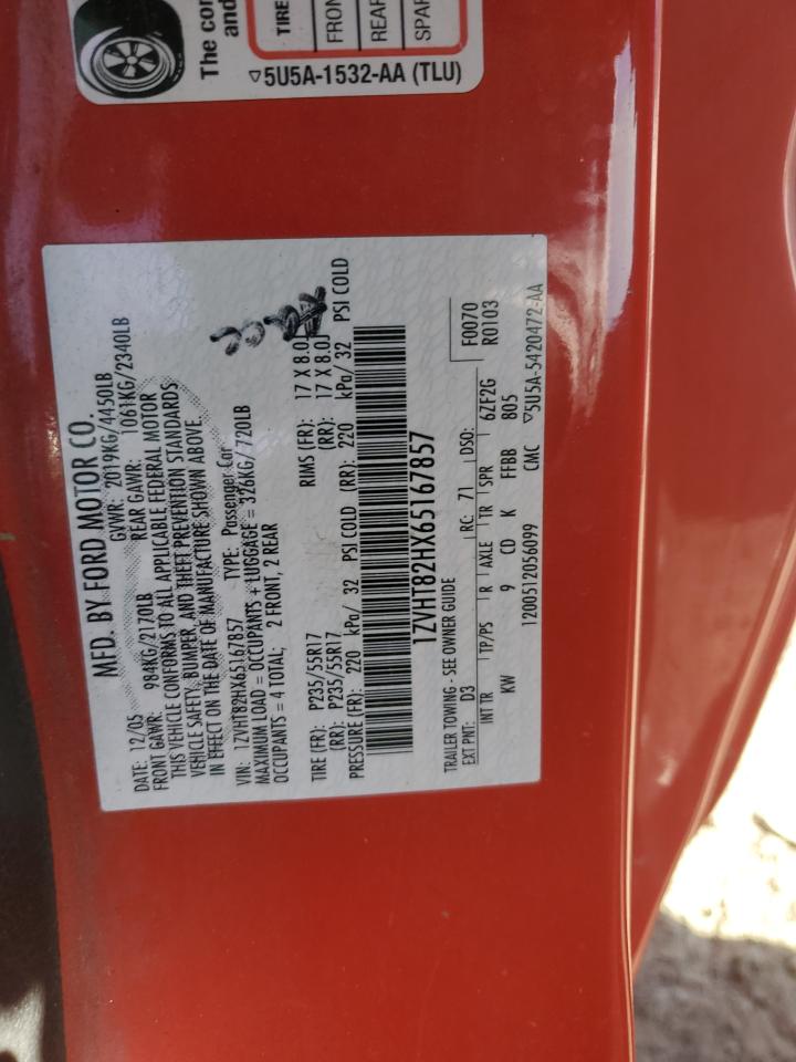 2006 Ford Mustang Gt VIN: 1ZVHT82HX65167857 Lot: 89185985