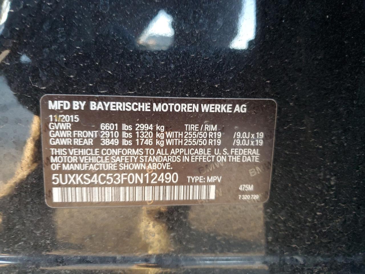 VIN 5UXKS4C53F0N12490 2015 BMW X5 no.14