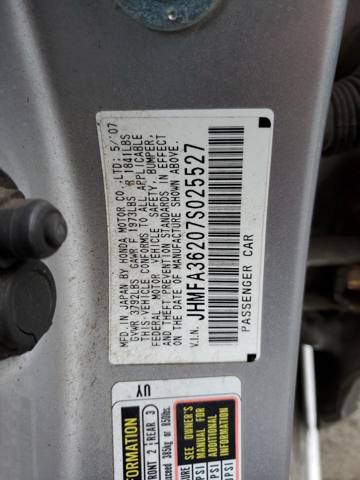 2007 Honda Civic Hybrid VIN: JHMFA36207S025527 Lot: 88930725