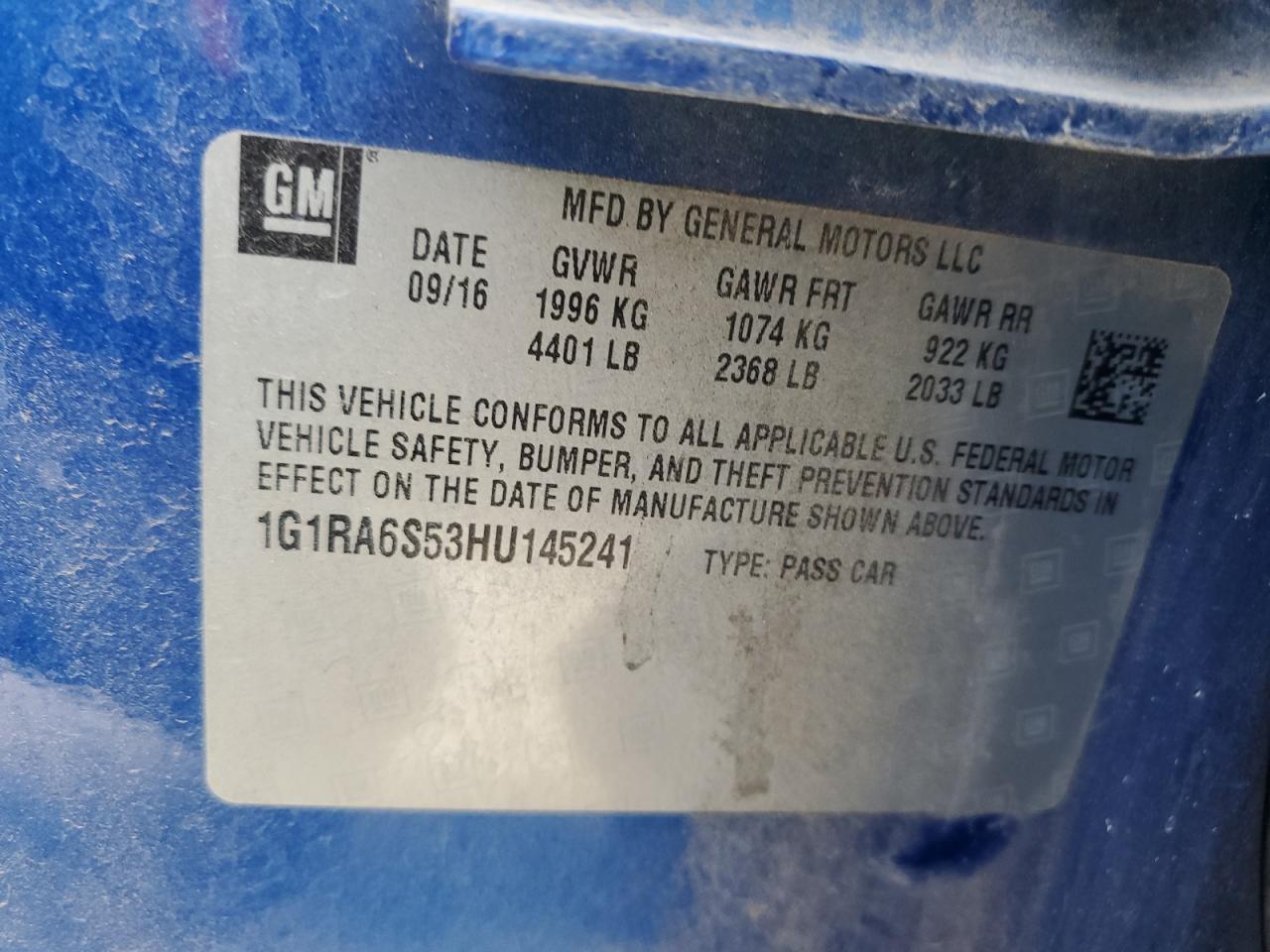 VIN 1G1RA6S53HU145241 2017 CHEVROLET VOLT no.12