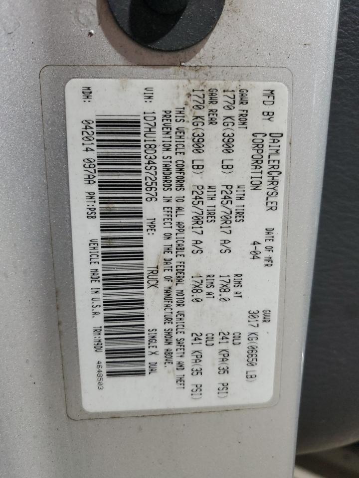 2004 Dodge Ram 1500 St VIN: 1D7HU18D34S725676 Lot: 42189565