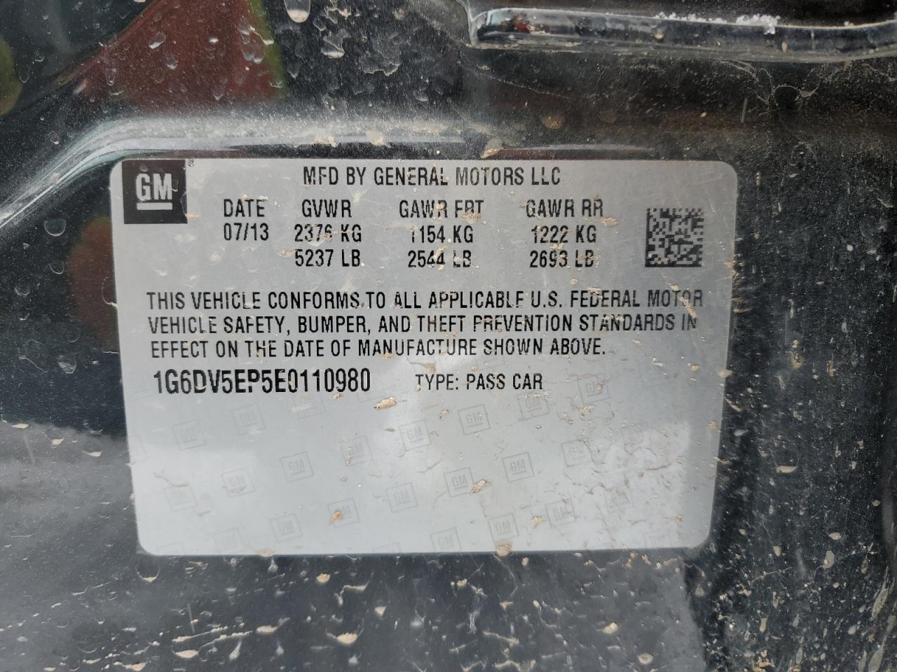 2014 Cadillac Cts-V VIN: 1G6DV5EP5E0110980 Lot: 64558065