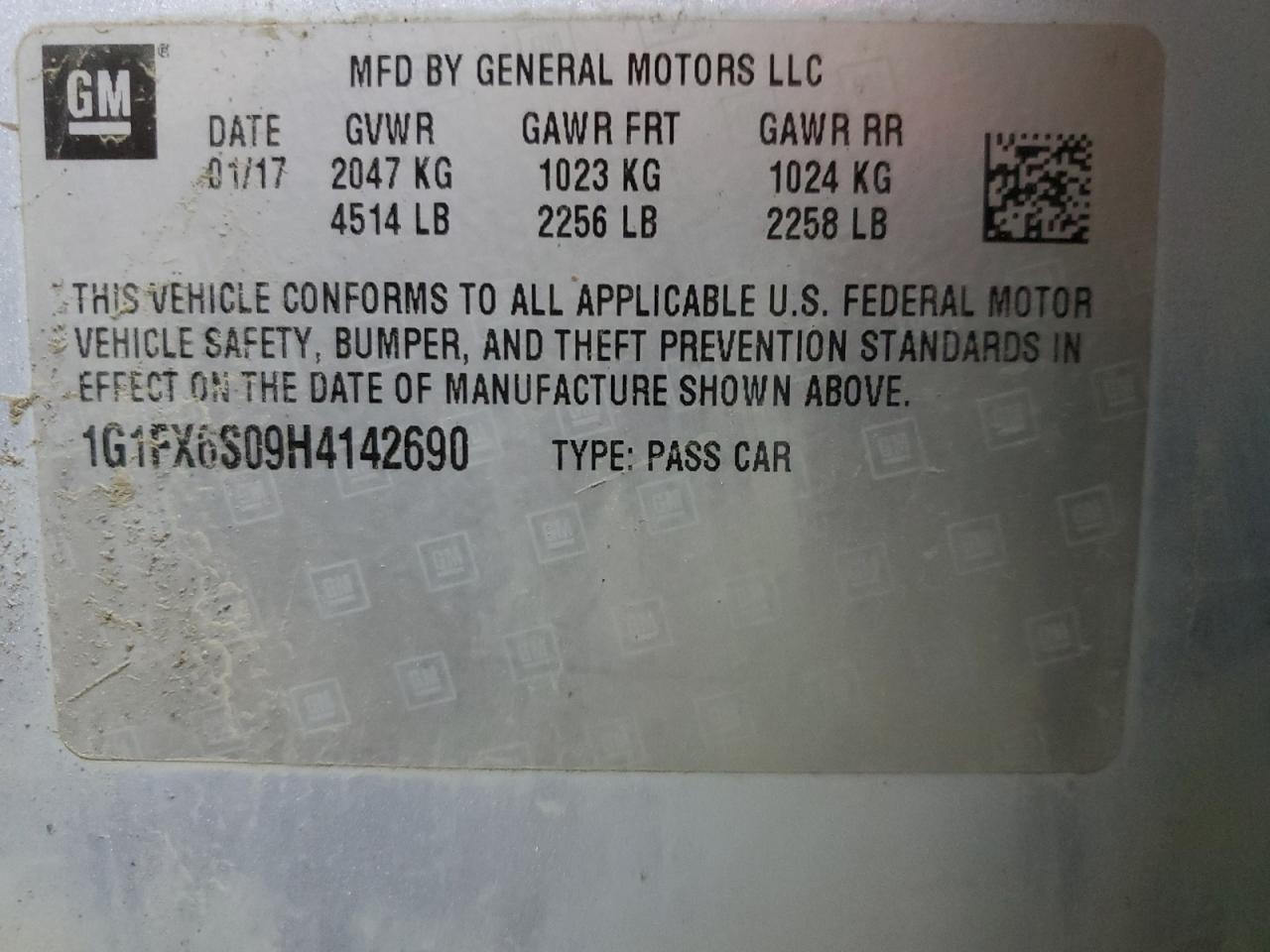 VIN 1G1FX6S09H4142690 2017 CHEVROLET BOLT no.13