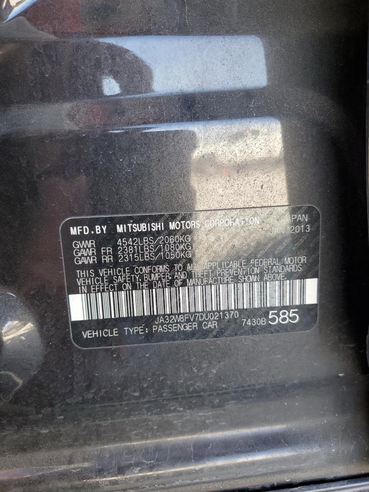 2013 Mitsubishi Lancer Evolution Gsr VIN: JA32W8FV7DU021370 Lot: 88078775