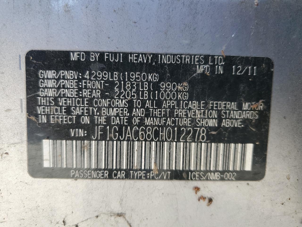 2012 Subaru Impreza - Image 12
