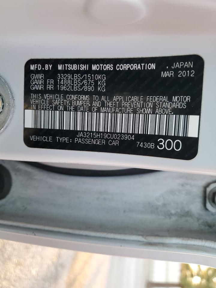 2012 Mitsubishi I Miev Es VIN: JA3215H19CU023904 Lot: 87500165
