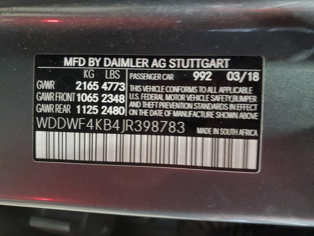 VIN WDDWF4KB4JR398783 2018 MERCEDES-BENZ C-CLASS no.12