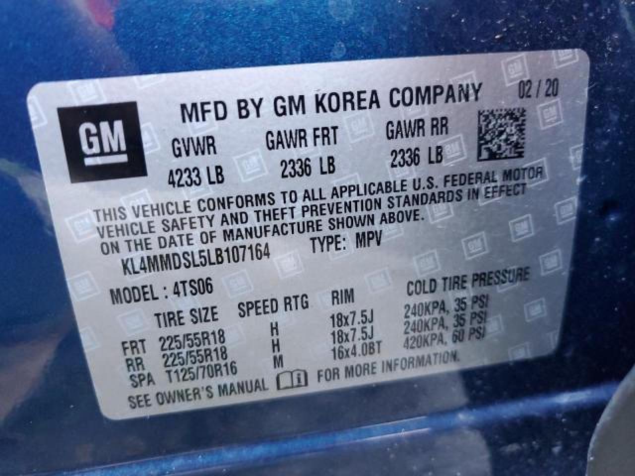 2020 Buick Encore Gx Select VIN: KL4MMDSL5LB107164 Lot: 43802575