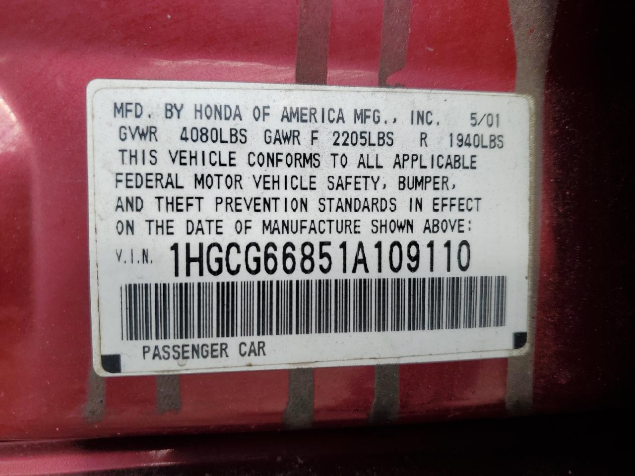 2001 Honda Accord - Image 12