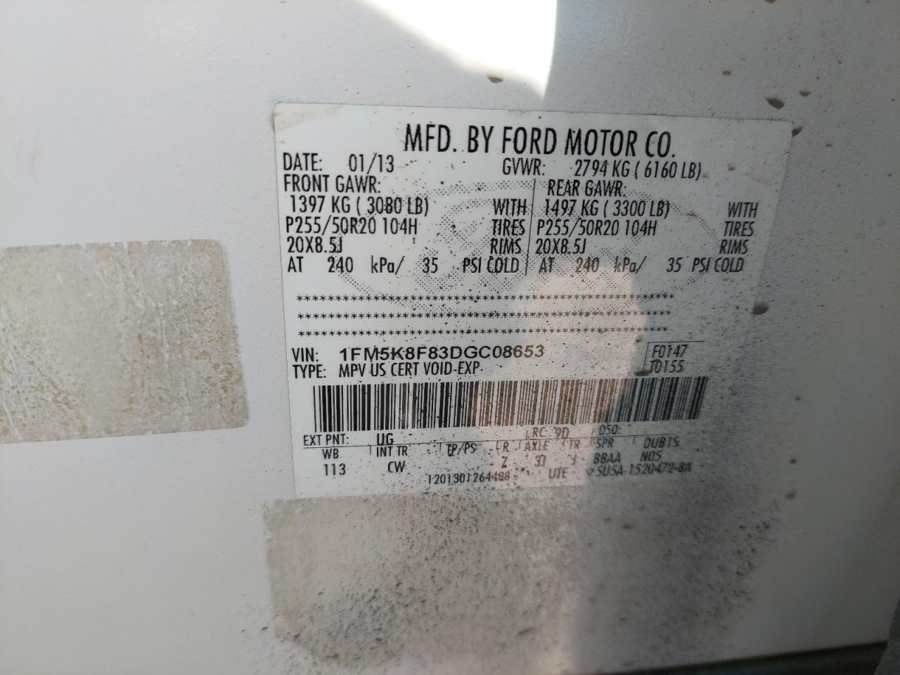 1FM5K8F83DGC08653 - 2013 Ford Explorer - #42482935