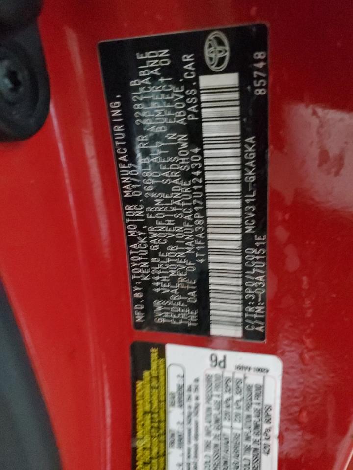 2007 Toyota Camry Solara Se VIN: 4T1FA38P17U124304 Lot: 87711125