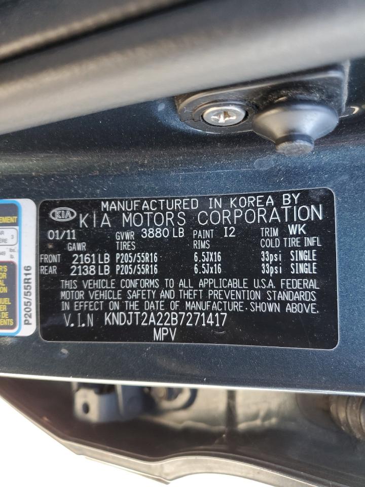 2011 Kia Soul + VIN: KNDJT2A22B7271417 Lot: 88494275