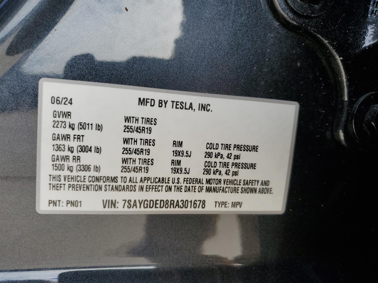 VIN 7SAYGDED8RA301678 2024 TESLA MODEL Y no.12