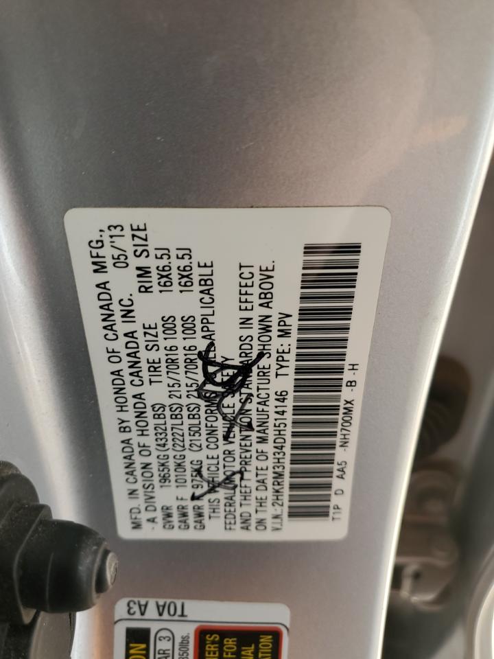 2013 Honda Cr-V Lx VIN: 2HKRM3H34DH514146 Lot: 87477544