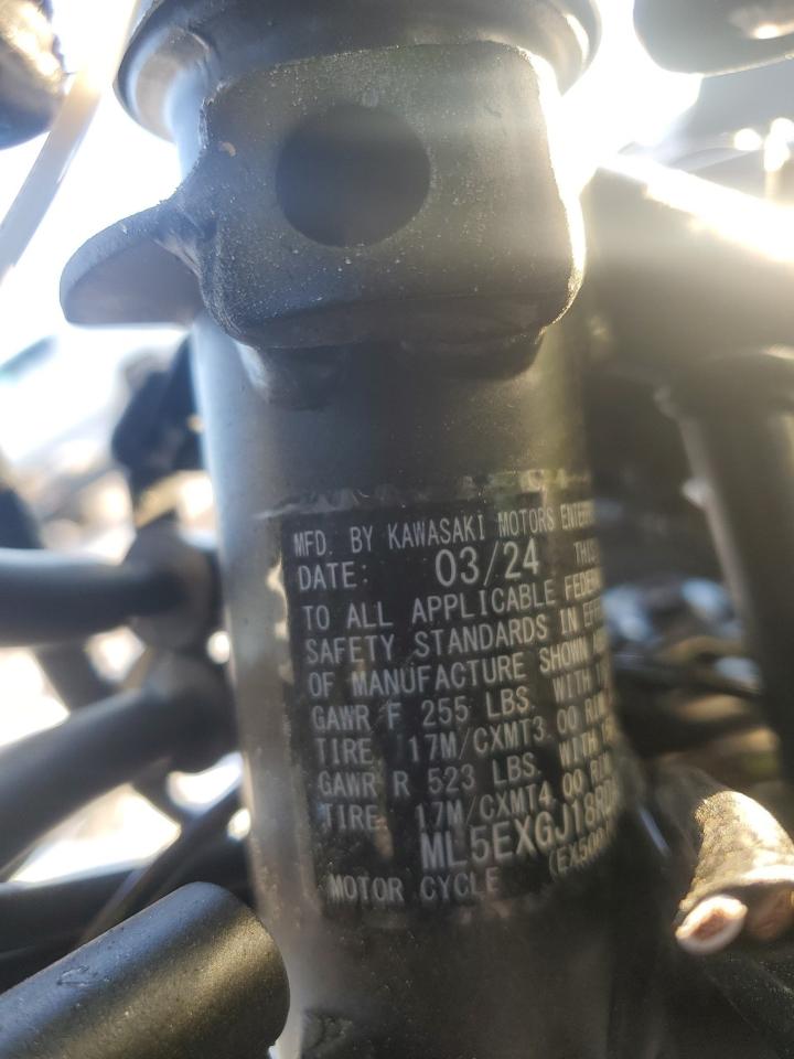 2024 Kawasaki Ex500 A VIN: ML5EXGJ18RDA19304 Lot: 42756045