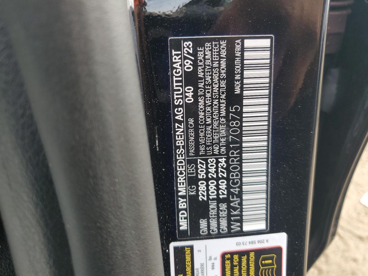 2024 Mercedes-Benz C 300 VIN: W1KAS4GB0RR170875 Lot: 81622624