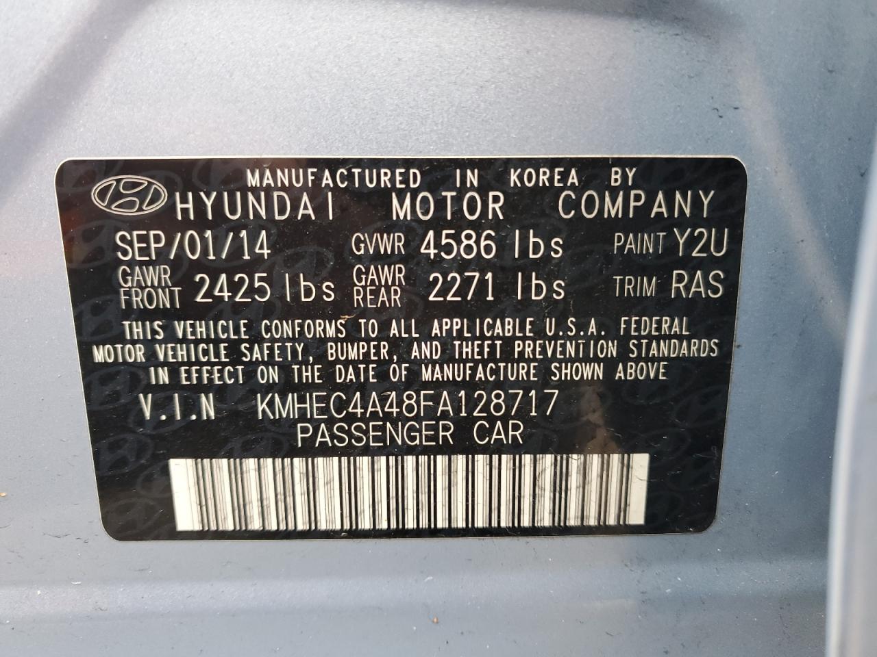 VIN KMHEC4A48FA128717 2015 HYUNDAI SONATA no.13