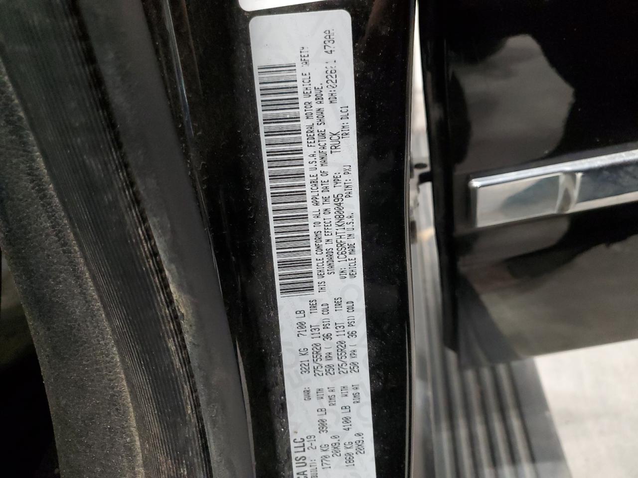 2019 Ram 1500 Limited VIN: 1C6SRFHT1KN800495 Lot: 89388185