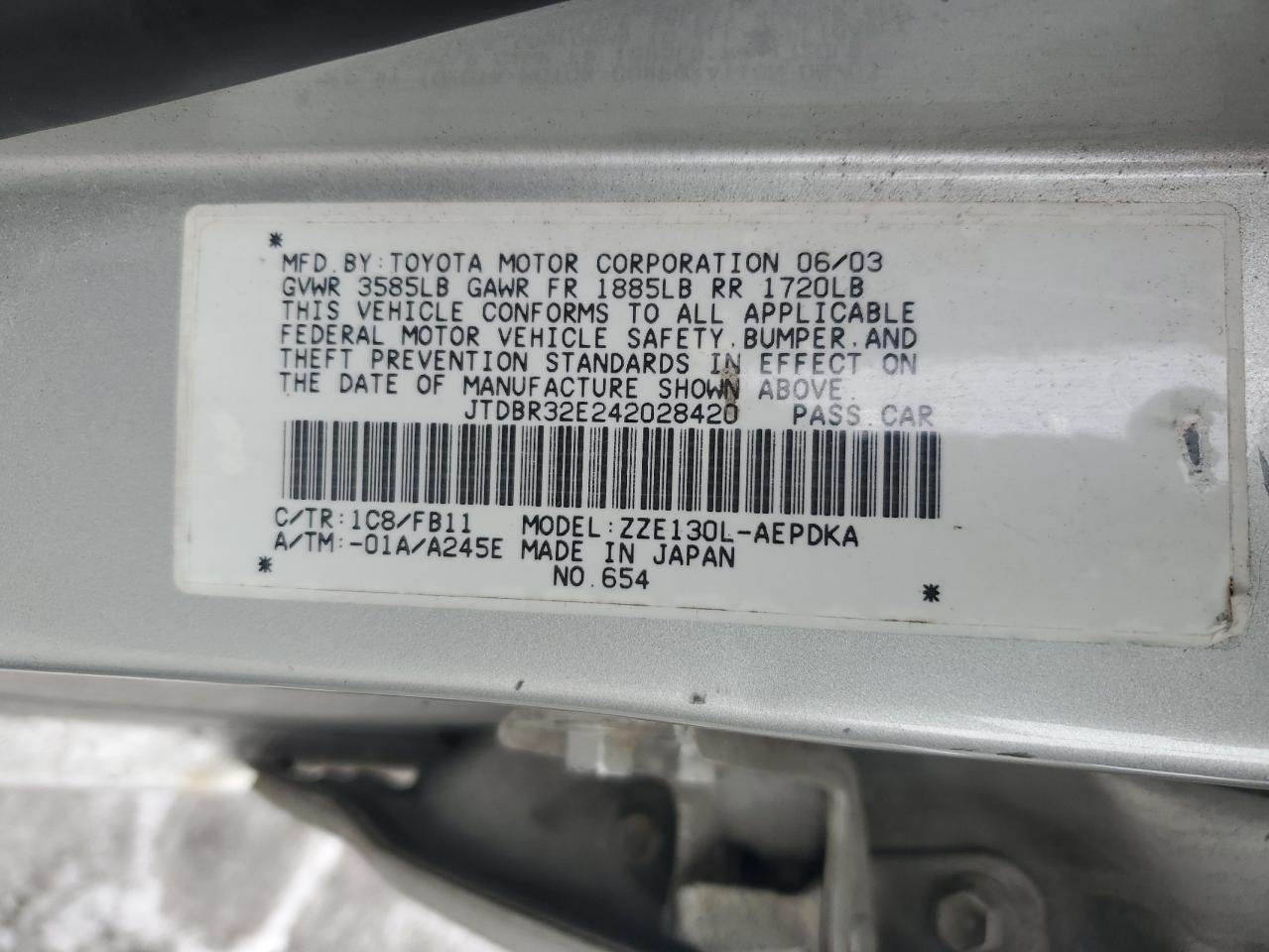 2019 Toyota Corolla Ce VIN: JTDBR32E242028420 Lot: 88056575