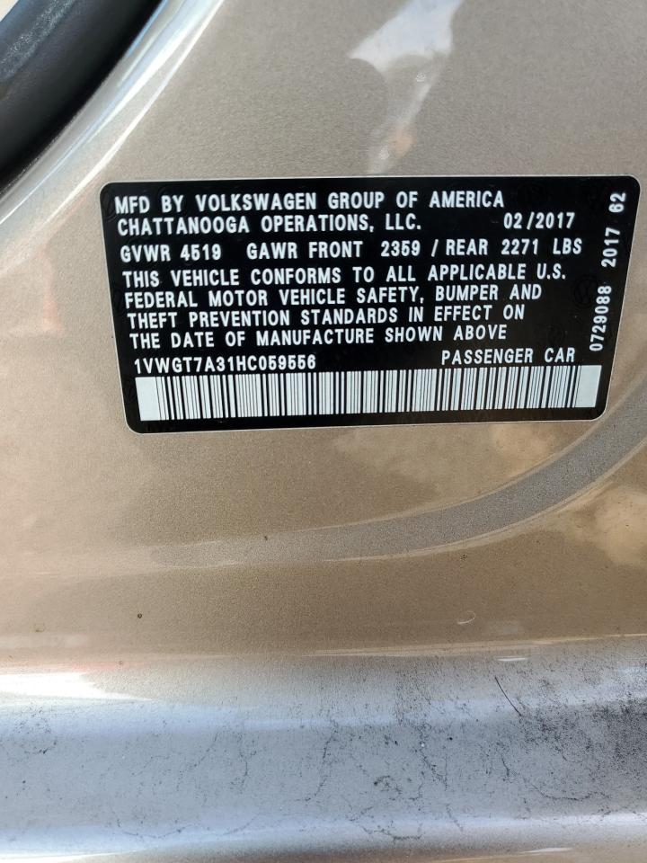 2017 Volkswagen Passat Se VIN: 1VWGT7A31HC059556 Lot: 86749044