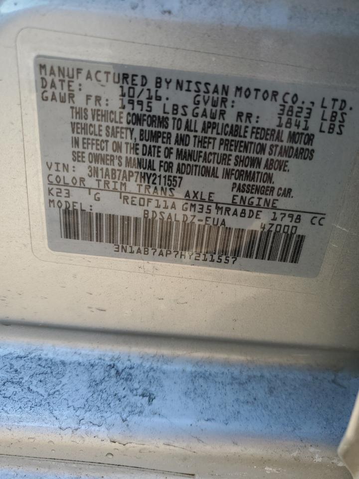 2017 Nissan Sentra S VIN: 3N1AB7AP7HY211557 Lot: 89625985