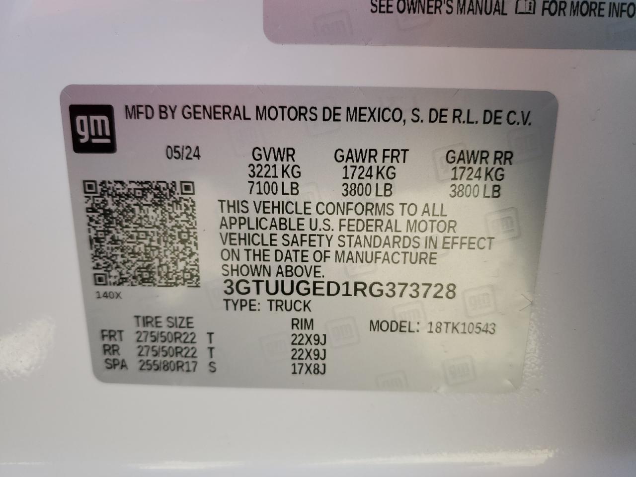 VIN 3GTUUGED1RG373728 2024 GMC SIERRA no.12