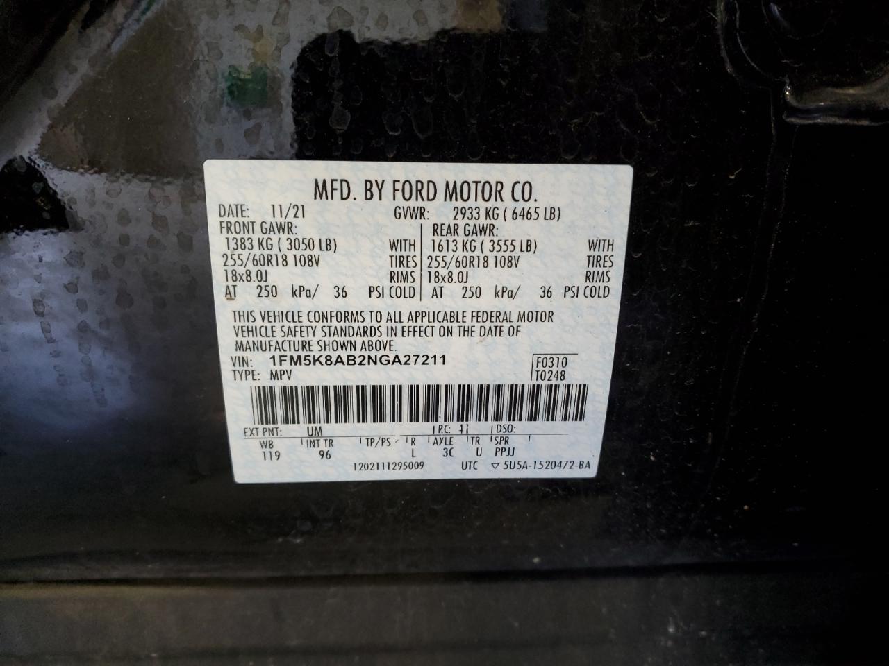 1FM5K8AB2NGA27211 2022 FORD EXPLORER - Image 13