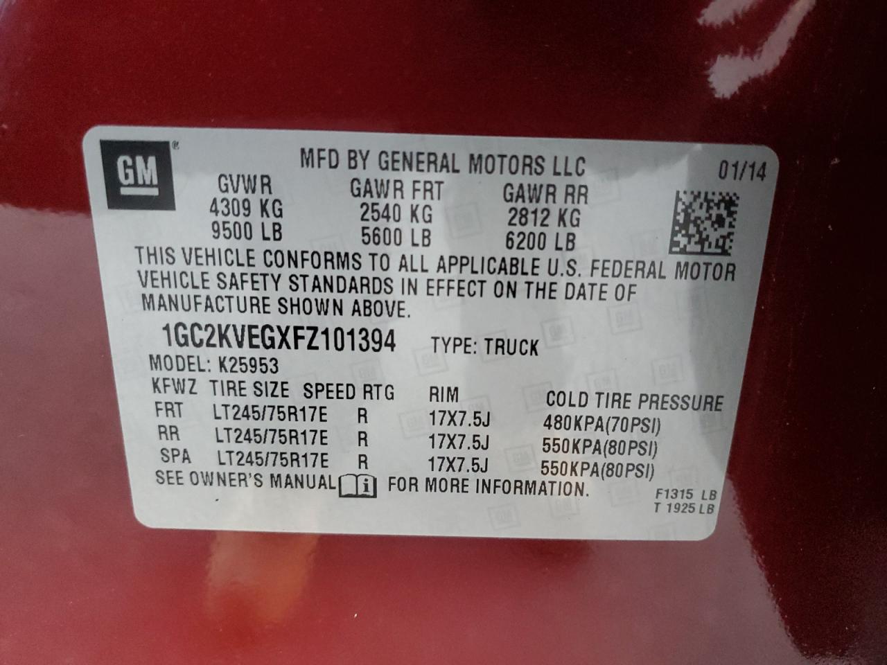 2015 Chevrolet Silverado K2500 Heavy Duty Lt VIN: 1GC2KVEGXFZ101394 Lot: 87679785