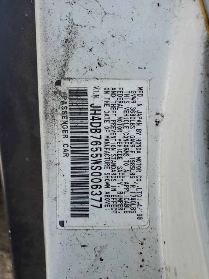 1998 Acura Integra Ls VIN: JH4DB7655WS006377 Lot: 42187355