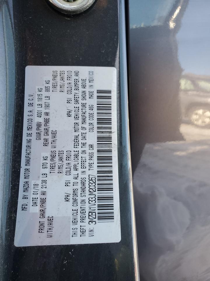 2018 Mazda 3 Touring VIN: 3MZBN1V33JM203267 Lot: 88411365