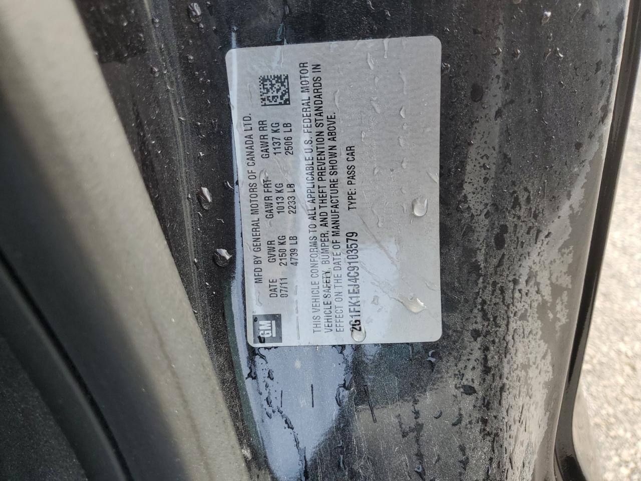 2012 Chevrolet Camaro 2Ss VIN: 2G1FK1EJ4C9103579 Lot: 42451605