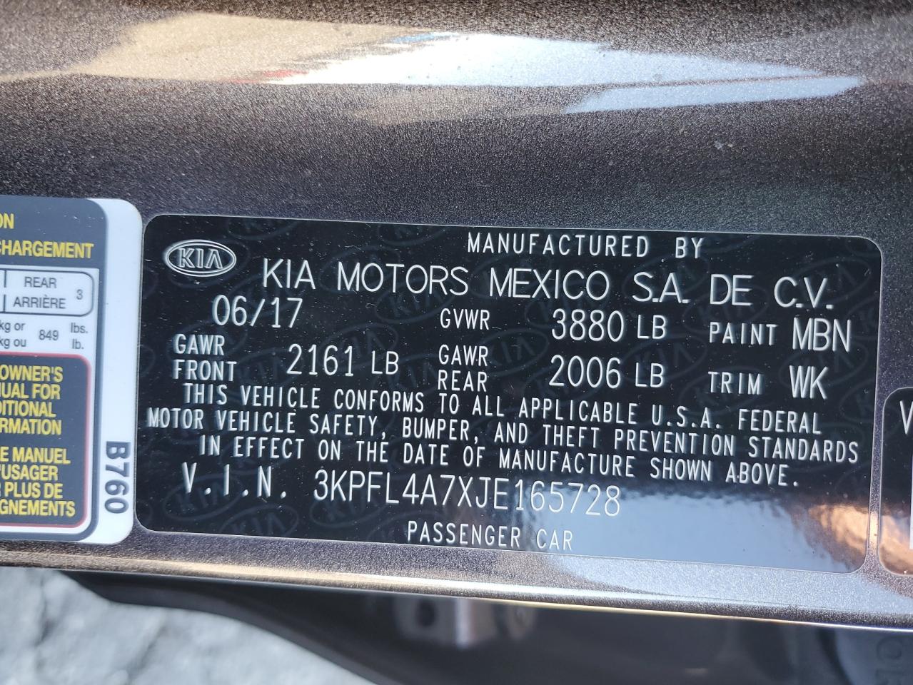 VIN 3KPFL4A7XJE165728 2018 KIA FORTE no.13