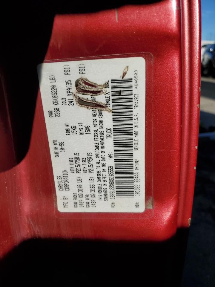 1999 Dodge Dakota VIN: 1B7GL22X6XS165559 Lot: 42640735