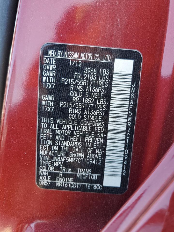 2012 Nissan Juke S VIN: JN8AF5MR7CT109412 Lot: 89311895