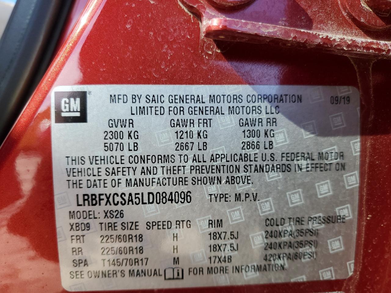 LRBFXCSA5LD084096 2020 BUICK ENVISION - Image 14