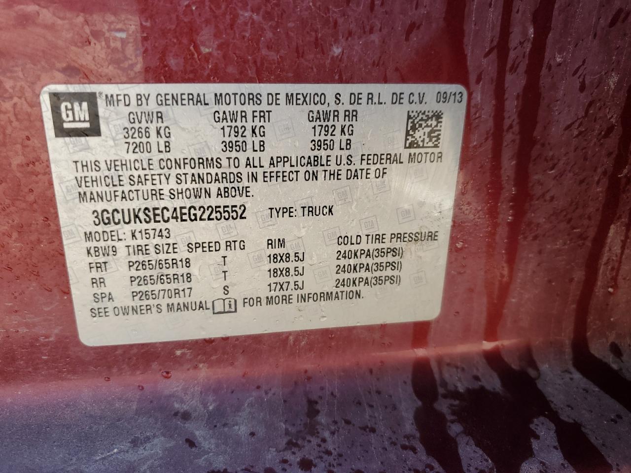 VIN 3GCUKSEC4EG225552 2014 CHEVROLET ALL Models no.12