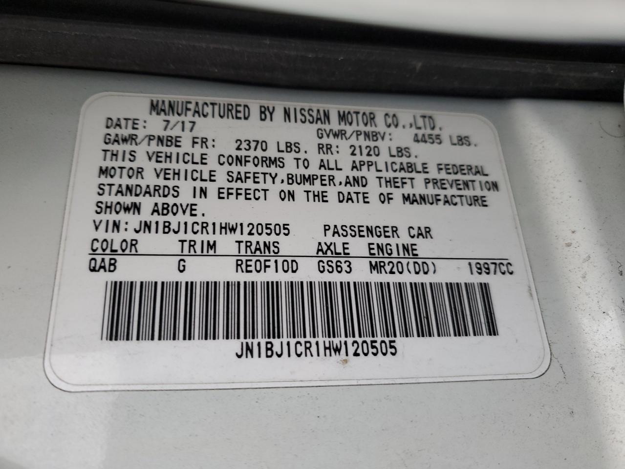 JN1BJ1CR1HW120505 2017 NISSAN ROGUE - Image 13