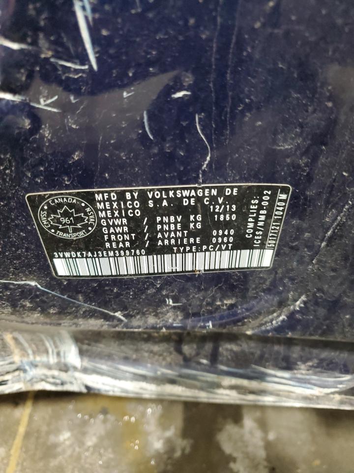 2014 Volkswagen Jetta Se VIN: 3VWDK7AJ3EM399760 Lot: 42991085