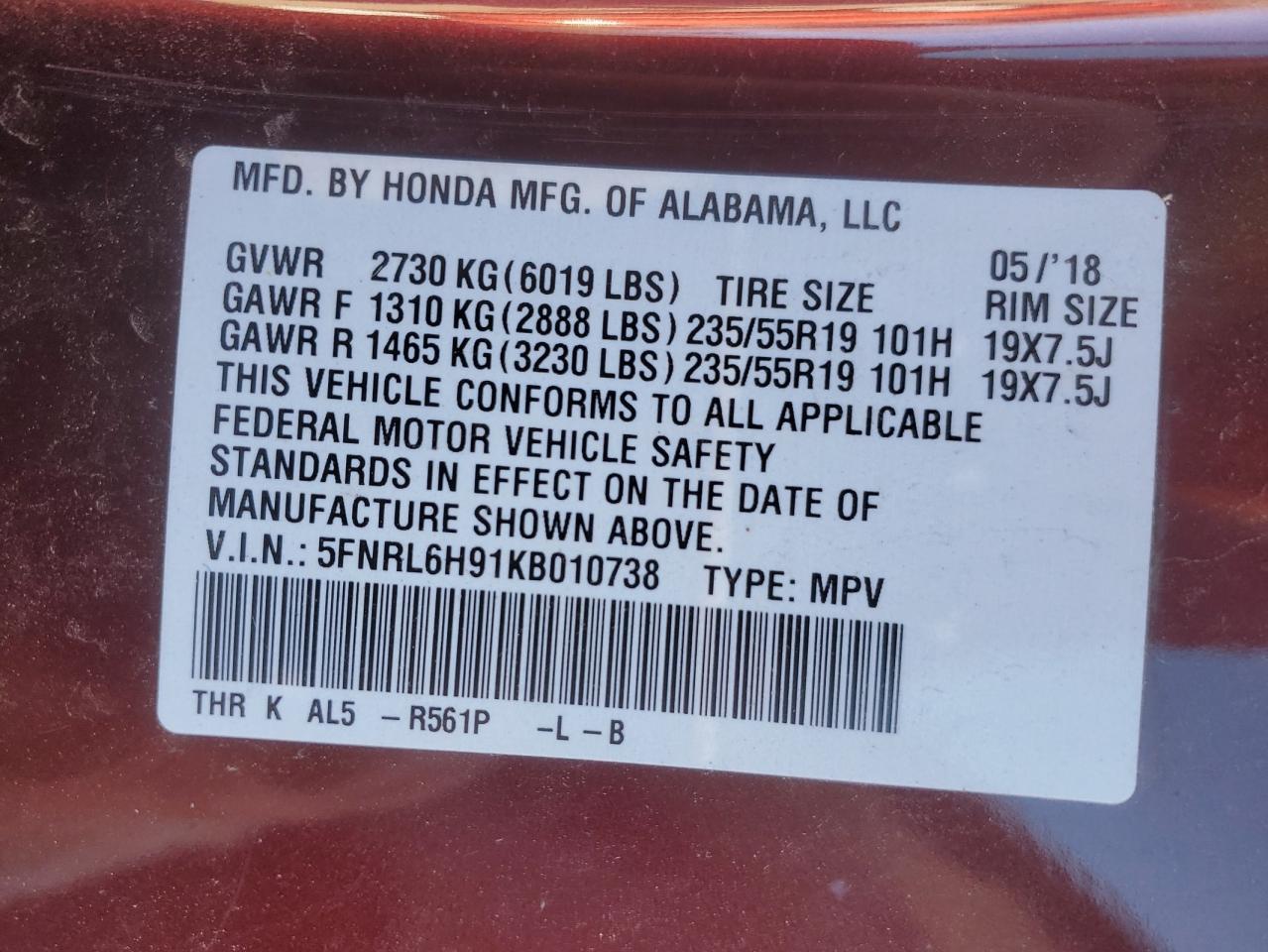 2019 Honda Odyssey - Image 13